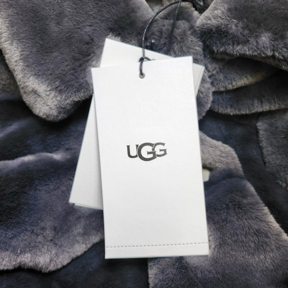 UGG Women's Frankie Trucker Faux Fur Jacket Ink Grey Sz M Warm Soft Cozy - Picture 16 of 16